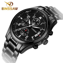 BINSSAW new men military watches original luxury fashion business stainless steel luminous sports quartz watch relogio masculino