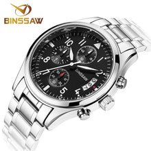 BINSSAW new men military watches original luxury fashion business stainless steel luminous sports quartz watch relogio masculino