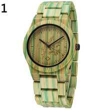 Men's Full Painted Bamboo Wood Strap Analog Movement Quartz Casual Wrist Watch