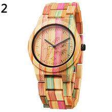 Men's Full Painted Bamboo Wood Strap Analog Movement Quartz Casual Wrist Watch