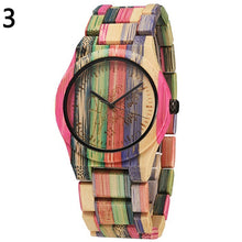 Men's Full Painted Bamboo Wood Strap Analog Movement Quartz Casual Wrist Watch