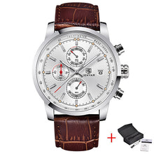 Benyar Men Watch Top Brand Luxury Male Leather Waterproof Sport Quartz Chronograph Military Wrist Watch Men Clock relogio
