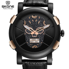 Hot Dropship Unique SKONE Pirate Skeleton Skull Quartz Men Watches Luxury Waterproof Leather Men Sports Watch Relogio Masculino