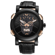 Hot Dropship Unique SKONE Pirate Skeleton Skull Quartz Men Watches Luxury Waterproof Leather Men Sports Watch Relogio Masculino