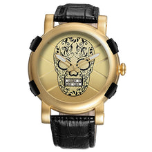 Hot Dropship Unique SKONE Pirate Skeleton Skull Quartz Men Watches Luxury Waterproof Leather Men Sports Watch Relogio Masculino