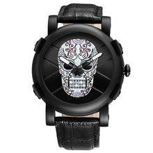 Hot Dropship Unique SKONE Pirate Skeleton Skull Quartz Men Watches Luxury Waterproof Leather Men Sports Watch Relogio Masculino