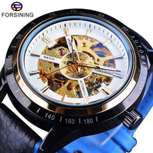 Forsining Motorcycle Design Transparent Genuine Red Black Belt Waterproof Skeleton Men Automatic Watches Top Brand Luxury Clock