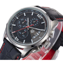 Fashion Quartz Chronograph Watch Mens Watches Top Brand Luxury Leather Military Wrist Watches for Men Clock relogio masculino