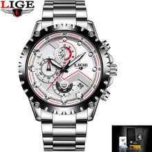 LIGE Watch Men Fashion Sports Quartz Clock Mens Watches Top Brand Luxury Full Steel Business Waterproof Watch Relogio Masculino