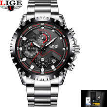 LIGE Watch Men Fashion Sports Quartz Clock Mens Watches Top Brand Luxury Full Steel Business Waterproof Watch Relogio Masculino