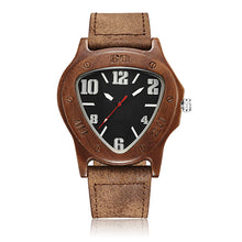 Inverted Triangle Retro Wooden Watch Minimalist Bamboo Nature Leather Band Simple Creative Mens Wood Quartz Wristwatches Clock