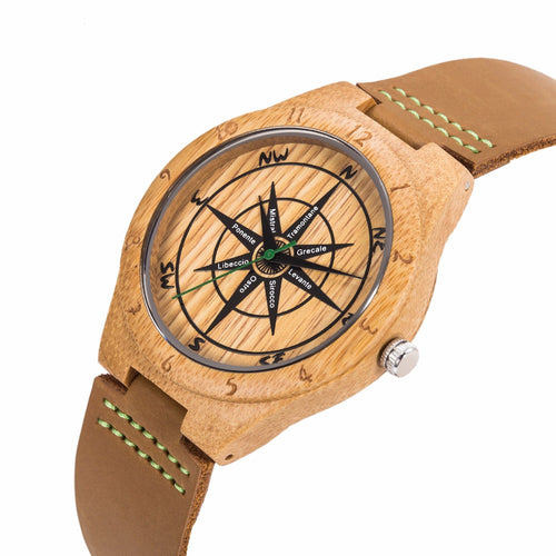 Mens UWOOD Luxury Quartz Watch Casual Bamboo Wood Watch World Map Compass Casual Fashion Wood Bamboo Watch