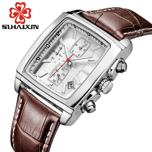 SIHAIXIN Classic Square Watch Men Quartz Mens Watches Top Brand Luxury Chronograph Sport Clock Military Watches Army Waterproof