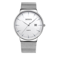 BIDEN Fashion Mens Watches Top Brand Luxury Quartz Watch Men Casual Slim Mesh Steel Date Waterproof Wristwatches Male Clock