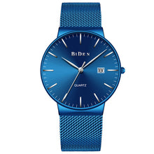 BIDEN Fashion Mens Watches Top Brand Luxury Quartz Watch Men Casual Slim Mesh Steel Date Waterproof Wristwatches Male Clock