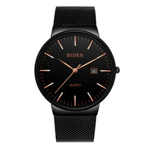 BIDEN Fashion Mens Watches Top Brand Luxury Quartz Watch Men Casual Slim Mesh Steel Date Waterproof Wristwatches Male Clock