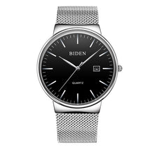 BIDEN Fashion Mens Watches Top Brand Luxury Quartz Watch Men Casual Slim Mesh Steel Date Waterproof Wristwatches Male Clock