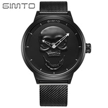 GIMTO Cool Skull Men Watch Luxury Brand Quartz Creative Clock Steel Black Military Female Male Wrist Watches relogio masculino