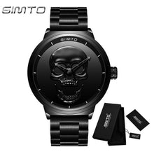 GIMTO Cool Skull Men Watch Luxury Brand Quartz Creative Clock Steel Black Military Female Male Wrist Watches relogio masculino