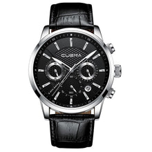 CUENA Luxury Men Watches Leather Strap Stopwatch Luminous Hands Calendar 30M Waterproof Men's Wristwatch Quartz Male Watch Brown