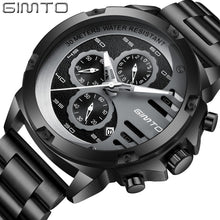 GIMTO Watch Men Luxury Brand Sports Mens Watches Steel Quartz Waterproof Clock Military Male Gold Wrist Watch Relogio Masculino