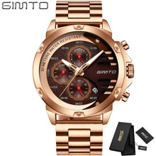 GIMTO Watch Men Luxury Brand Sports Mens Watches Steel Quartz Waterproof Clock Military Male Gold Wrist Watch Relogio Masculino