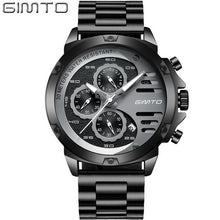 GIMTO Watch Men Luxury Brand Sports Mens Watches Steel Quartz Waterproof Clock Military Male Gold Wrist Watch Relogio Masculino