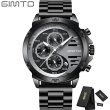 GIMTO Watch Men Luxury Brand Sports Mens Watches Steel Quartz Waterproof Clock Military Male Gold Wrist Watch Relogio Masculino
