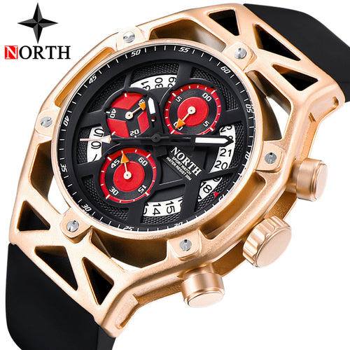 NORTH Mens Watches Top Brand Luxury Chronograph Quartz Watch Men Analog Date Casual Military Sport Wrist Watch Relogio Masculino