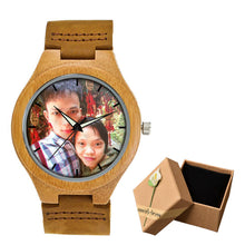 Unique Personality Private Photos Print on Wood Watch LOGO Customized Item Bamboo Wooden Watch Men Women Drop Shipping For Gift