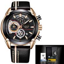 LIGE Mens Watches Top Brand Luxury Quartz Gold Watch Men Casual Leather Military Waterproof Sport Wrist Watch Relogio Masculino