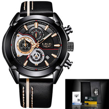 LIGE Mens Watches Top Brand Luxury Quartz Gold Watch Men Casual Leather Military Waterproof Sport Wrist Watch Relogio Masculino